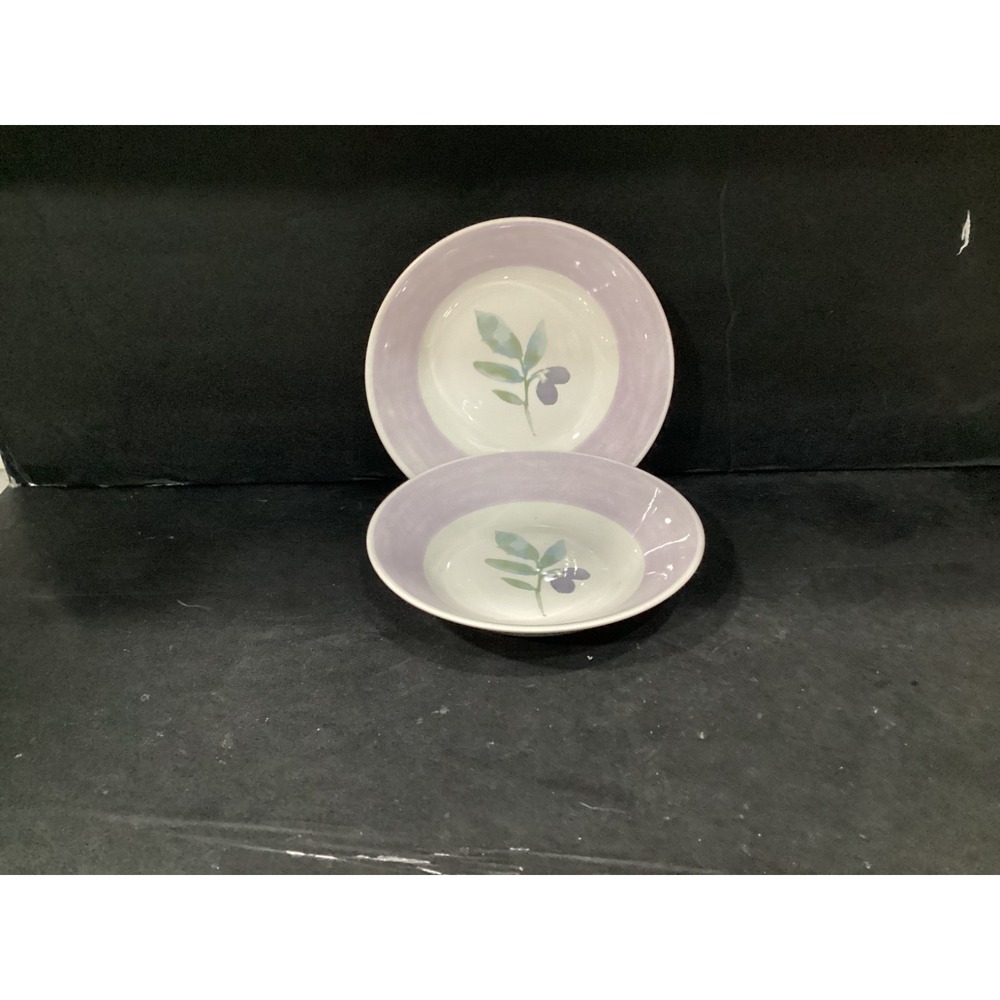 Lot of 2 Pier 1 Olive Mist Earthenware Cereal or Soup Bowls 8" Made in England